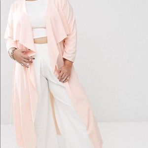 Boohoo Pink Open Front Ruffle Duster 💕